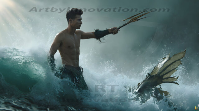 AI-generated HD photos featuring Mermen, The Warriors of the Sea. A collection of over 1,000 AI generated photo images of Mermen Warriors. Shirtless men from all age groups, with slim builds to hot and sexy, muscular body types, and from teenaged boys, to young men, to the handsome Elders. Merman warriors rising from a whirlpool, with a trident in hand, set against a stormy backdrop with dramatic lighting. Vibrant coral reefs, with detailed underwater scenes, highly realistic, with obsidian scales, that shimmer in the sunlight.