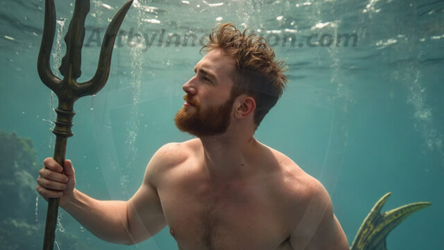 AI-generated HD photos featuring Mermen, The Warriors of the Sea. A collection of over 1,000 AI generated photo images of Mermen Warriors. Shirtless men from all age groups, with slim builds to hot and sexy, muscular body types, and from teenaged boys, to young men, to the handsome Elders. Merman warriors rising from a whirlpool, with a trident in hand, set against a stormy backdrop with dramatic lighting. Vibrant coral reefs, with detailed underwater scenes, highly realistic, with obsidian scales, that shimmer in the sunlight.