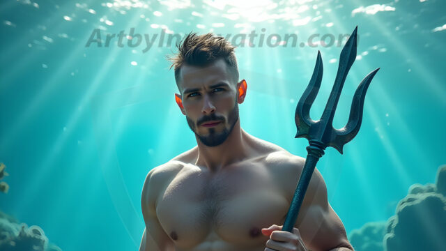 AI-generated HD photos featuring Mermen, The Warriors of the Sea. A collection of over 1,000 AI generated photo images of Mermen Warriors. Shirtless men from all age groups, with slim builds to hot and sexy, muscular body types, and from teenaged boys, to young men, to the handsome Elders. Merman warriors rising from a whirlpool, with a trident in hand, set against a stormy backdrop with dramatic lighting. Vibrant coral reefs, with detailed underwater scenes, highly realistic, with obsidian scales, that shimmer in the sunlight.