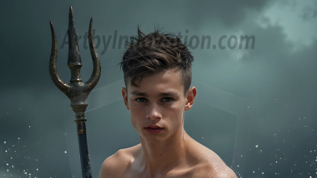 AI-generated HD photos featuring Mermen, The Warriors of the Sea. A collection of over 1,000 AI generated photo images of Mermen Warriors. Shirtless men from all age groups, with slim builds to hot and sexy, muscular body types, and from teenaged boys, to young men, to the handsome Elders. Merman warriors rising from a whirlpool, with a trident in hand, set against a stormy backdrop with dramatic lighting. Vibrant coral reefs, with detailed underwater scenes, highly realistic, with obsidian scales, that shimmer in the sunlight.