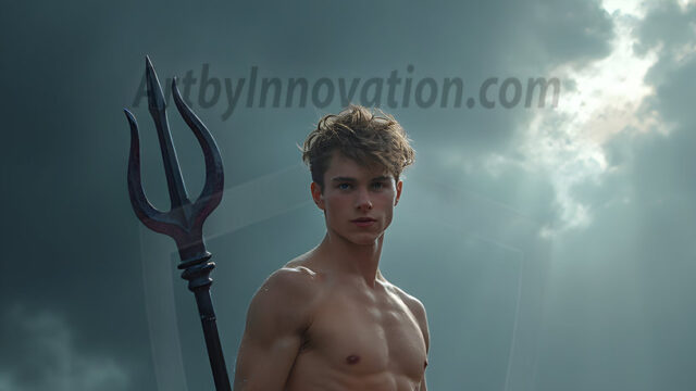 AI-generated HD photos featuring Mermen, The Warriors of the Sea. A collection of over 1,000 AI generated photo images of Mermen Warriors. Shirtless men from all age groups, with slim builds to hot and sexy, muscular body types, and from teenaged boys, to young men, to the handsome Elders. Merman warriors rising from a whirlpool, with a trident in hand, set against a stormy backdrop with dramatic lighting. Vibrant coral reefs, with detailed underwater scenes, highly realistic, with obsidian scales, that shimmer in the sunlight.