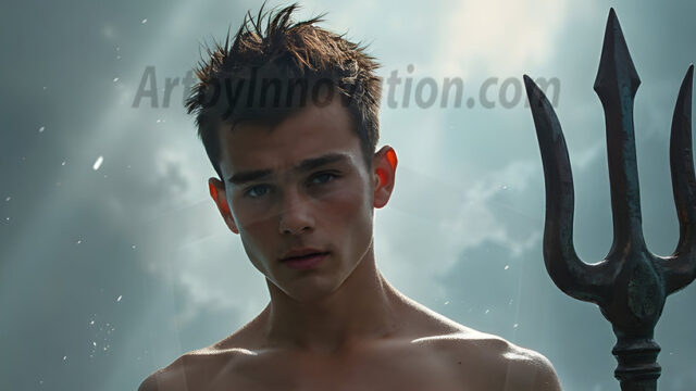 AI-generated HD photos featuring Mermen, The Warriors of the Sea. A collection of over 1,000 AI generated photo images of Mermen Warriors. Shirtless men from all age groups, with slim builds to hot and sexy, muscular body types, and from teenaged boys, to young men, to the handsome Elders. Merman warriors rising from a whirlpool, with a trident in hand, set against a stormy backdrop with dramatic lighting. Vibrant coral reefs, with detailed underwater scenes, highly realistic, with obsidian scales, that shimmer in the sunlight.