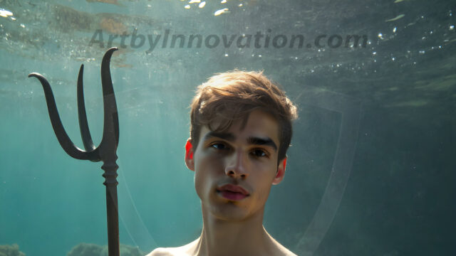 AI-generated HD photos featuring Mermen, The Warriors of the Sea. A collection of over 1,000 AI generated photo images of Mermen Warriors. Shirtless men from all age groups, with slim builds to hot and sexy, muscular body types, and from teenaged boys, to young men, to the handsome Elders. Merman warriors rising from a whirlpool, with a trident in hand, set against a stormy backdrop with dramatic lighting. Vibrant coral reefs, with detailed underwater scenes, highly realistic, with obsidian scales, that shimmer in the sunlight.