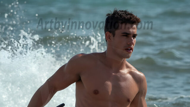 AI-generated HD photos featuring Mermen, The Warriors of the Sea. A collection of over 1,000 AI generated photo images of Mermen Warriors. Shirtless men from all age groups, with slim builds to hot and sexy, muscular body types, and from teenaged boys, to young men, to the handsome Elders. Merman warriors rising from a whirlpool, with a trident in hand, set against a stormy backdrop with dramatic lighting. Vibrant coral reefs, with detailed underwater scenes, highly realistic, with obsidian scales, that shimmer in the sunlight.