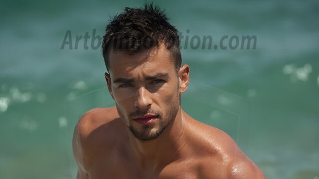 AI-generated HD photos featuring Mermen, The Warriors of the Sea. A collection of over 1,000 AI generated photo images of Mermen Warriors. Shirtless men from all age groups, with slim builds to hot and sexy, muscular body types, and from teenaged boys, to young men, to the handsome Elders. Merman warriors rising from a whirlpool, with a trident in hand, set against a stormy backdrop with dramatic lighting. Vibrant coral reefs, with detailed underwater scenes, highly realistic, with obsidian scales, that shimmer in the sunlight.