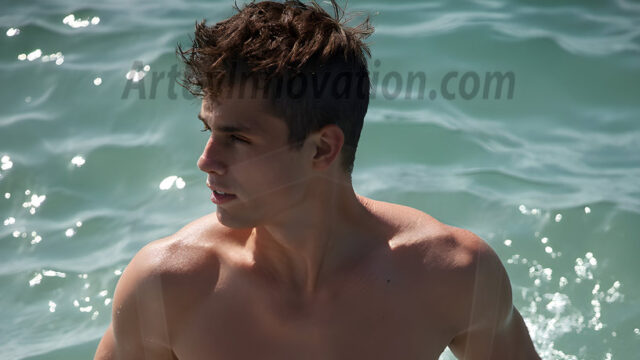 AI-generated HD photos featuring Mermen, The Warriors of the Sea. A collection of over 1,000 AI generated photo images of Mermen Warriors. Shirtless men from all age groups, with slim builds to hot and sexy, muscular body types, and from teenaged boys, to young men, to the handsome Elders. Merman warriors rising from a whirlpool, with a trident in hand, set against a stormy backdrop with dramatic lighting. Vibrant coral reefs, with detailed underwater scenes, highly realistic, with obsidian scales, that shimmer in the sunlight.