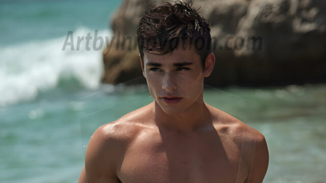 AI-generated HD photos featuring Mermen, The Warriors of the Sea. A collection of over 1,000 AI generated photo images of Mermen Warriors. Shirtless men from all age groups, with slim builds to hot and sexy, muscular body types, and from teenaged boys, to young men, to the handsome Elders. Merman warriors rising from a whirlpool, with a trident in hand, set against a stormy backdrop with dramatic lighting. Vibrant coral reefs, with detailed underwater scenes, highly realistic, with obsidian scales, that shimmer in the sunlight.