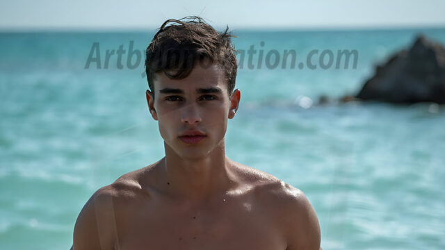 AI-generated HD photos featuring Mermen, The Warriors of the Sea. A collection of over 1,000 AI generated photo images of Mermen Warriors. Shirtless men from all age groups, with slim builds to hot and sexy, muscular body types, and from teenaged boys, to young men, to the handsome Elders. Merman warriors rising from a whirlpool, with a trident in hand, set against a stormy backdrop with dramatic lighting. Vibrant coral reefs, with detailed underwater scenes, highly realistic, with obsidian scales, that shimmer in the sunlight.