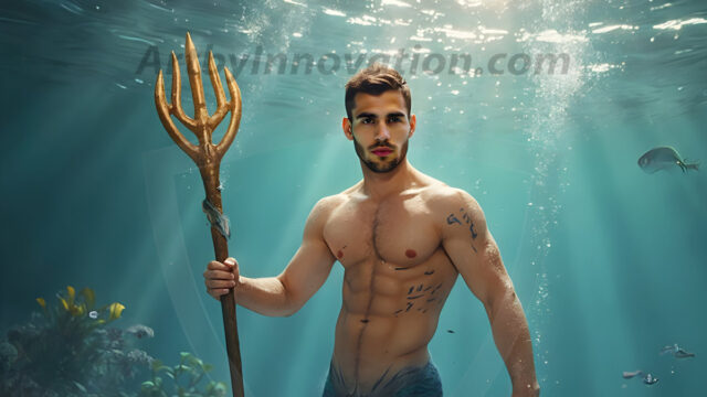 AI-generated HD photos featuring Mermen, The Warriors of the Sea. A collection of over 1,000 AI generated photo images of Mermen Warriors. Shirtless men from all age groups, with slim builds to hot and sexy, muscular body types, and from teenaged boys, to young men, to the handsome Elders. Merman warriors rising from a whirlpool, with a trident in hand, set against a stormy backdrop with dramatic lighting. Vibrant coral reefs, with detailed underwater scenes, highly realistic, with obsidian scales, that shimmer in the sunlight.