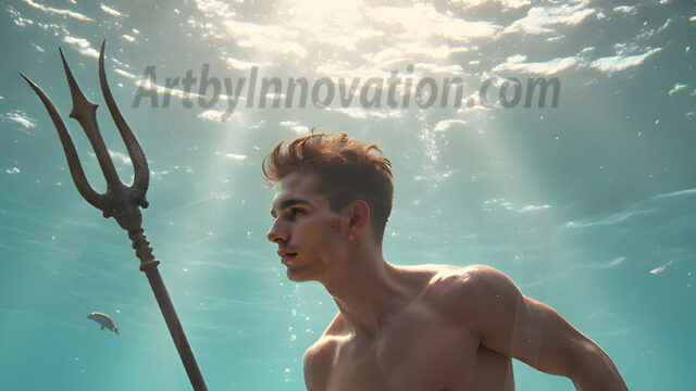 AI-generated HD photos featuring Mermen, The Warriors of the Sea. A collection of over 1,000 AI generated photo images of Mermen Warriors. Shirtless men from all age groups, with slim builds to hot and sexy, muscular body types, and from teenaged boys, to young men, to the handsome Elders. Merman warriors rising from a whirlpool, with a trident in hand, set against a stormy backdrop with dramatic lighting. Vibrant coral reefs, with detailed underwater scenes, highly realistic, with obsidian scales, that shimmer in the sunlight.