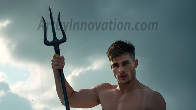 AI-generated HD photos featuring Mermen, The Warriors of the Sea. A collection of over 1,000 AI generated photo images of Mermen Warriors. Shirtless men from all age groups, with slim builds to hot and sexy, muscular body types, and from teenaged boys, to young men, to the handsome Elders. Merman warriors rising from a whirlpool, with a trident in hand, set against a stormy backdrop with dramatic lighting. Vibrant coral reefs, with detailed underwater scenes, highly realistic, with obsidian scales, that shimmer in the sunlight.