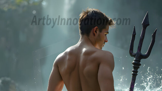 AI-generated HD photos featuring Mermen, The Warriors of the Sea. A collection of over 1,000 AI generated photo images of Mermen Warriors. Shirtless men from all age groups, with slim builds to hot and sexy, muscular body types, and from teenaged boys, to young men, to the handsome Elders. Merman warriors rising from a whirlpool, with a trident in hand, set against a stormy backdrop with dramatic lighting. Vibrant coral reefs, with detailed underwater scenes, highly realistic, with obsidian scales, that shimmer in the sunlight.