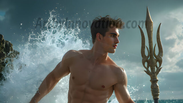 AI-generated HD photos featuring Mermen, The Warriors of the Sea. A collection of over 1,000 AI generated photo images of Mermen Warriors. Shirtless men from all age groups, with slim builds to hot and sexy, muscular body types, and from teenaged boys, to young men, to the handsome Elders. Merman warriors rising from a whirlpool, with a trident in hand, set against a stormy backdrop with dramatic lighting. Vibrant coral reefs, with detailed underwater scenes, highly realistic, with obsidian scales, that shimmer in the sunlight.