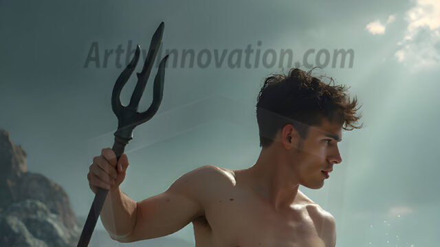 AI-generated HD photos featuring Mermen, The Warriors of the Sea. A collection of over 1,000 AI generated photo images of Mermen Warriors. Shirtless men from all age groups, with slim builds to hot and sexy, muscular body types, and from teenaged boys, to young men, to the handsome Elders. Merman warriors rising from a whirlpool, with a trident in hand, set against a stormy backdrop with dramatic lighting. Vibrant coral reefs, with detailed underwater scenes, highly realistic, with obsidian scales, that shimmer in the sunlight.