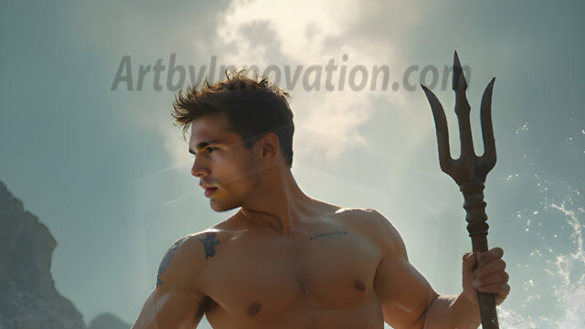 AI-generated HD photos featuring Mermen, The Warriors of the Sea. A collection of over 1,000 AI generated photo images of Mermen Warriors. Shirtless men from all age groups, with slim builds to hot and sexy, muscular body types, and from teenaged boys, to young men, to the handsome Elders. Merman warriors rising from a whirlpool, with a trident in hand, set against a stormy backdrop with dramatic lighting. Vibrant coral reefs, with detailed underwater scenes, highly realistic, with obsidian scales, that shimmer in the sunlight.