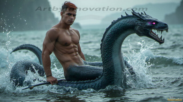 Mermen, The Warriors of the Sea - Male Fantasy Art, brought to life through AI.