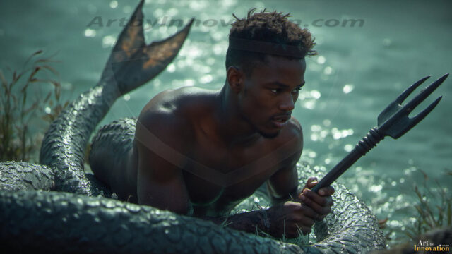 Mermen, The Warriors of the Sea - Male Fantasy Art, brought to life through AI.