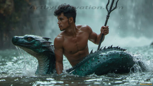 Mermen, The Warriors of the Sea - Male Fantasy Art, brought to life through AI.