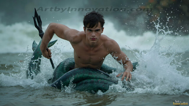 Mermen, The Warriors of the Sea - Male Fantasy Art, brought to life through AI.