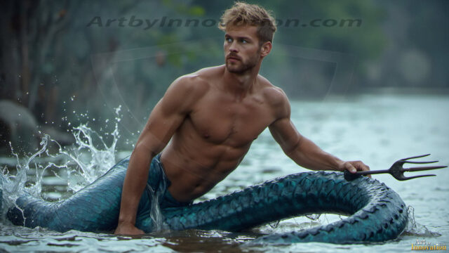 Mermen, The Warriors of the Sea - Male Fantasy Art, brought to life through AI.