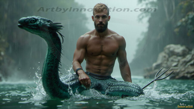 Mermen, The Warriors of the Sea - Male Fantasy Art, brought to life through AI.