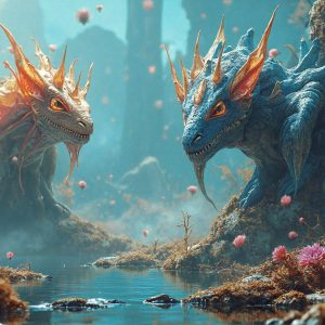 Amazing Alien Life forms and Planets. Fantasy Photographs, by Art by Innovation. Vibrant and detailed, high-resolution quality rendering of fantasy worlds with amazing creatures, both the fauna and flora, that might exist on alien worlds.