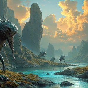 Amazing Alien Life forms and Planets. Fantasy Photographs, by Art by Innovation. Vibrant and detailed, high-resolution quality rendering of fantasy worlds with amazing creatures, both the fauna and flora, that might exist on alien worlds.
