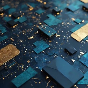 Amazing Graphics Art Collection: Gold, Blue, & Black Technology - HD Desktop Wallpaper & Backgrounds.