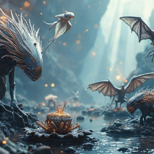 Amazing Alien Life forms and Planets. Fantasy Photographs, by Art by Innovation. Vibrant and detailed, high-resolution quality rendering of fantasy worlds with amazing creatures, both the fauna and flora, that might exist on alien worlds.