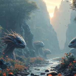 Amazing Alien Life forms and Planets. Fantasy Photographs, by Art by Innovation. Vibrant and detailed, high-resolution quality rendering of fantasy worlds with amazing creatures, both the fauna and flora, that might exist on alien worlds.