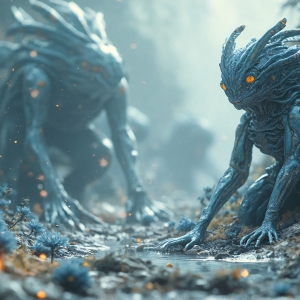 Amazing Alien Life forms and Planets. Fantasy Photographs, by Art by Innovation. Vibrant and detailed, high-resolution quality rendering of fantasy worlds with amazing creatures, both the fauna and flora, that might exist on alien worlds.