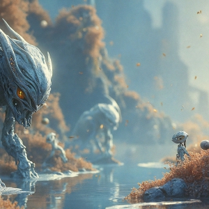 Amazing Alien Life forms and Planets. Fantasy Photographs, by Art by Innovation. Vibrant and detailed, high-resolution quality rendering of fantasy worlds with amazing creatures, both the fauna and flora, that might exist on alien worlds.