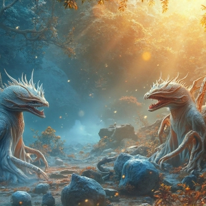 Amazing Alien Life forms and Planets. Fantasy Photographs, by Art by Innovation. Vibrant and detailed, high-resolution quality rendering of fantasy worlds with amazing creatures, both the fauna and flora, that might exist on alien worlds.