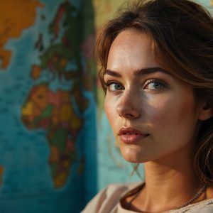 A collection of pictures of beautiful women from various locations around the world. This collection of images was created using AI and includes a mixture of real world locations, as well as fantasy settings. The image prompt was wrote to the make the background a high priority along with the model in the photograph.