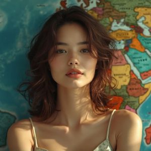 A collection of pictures of beautiful women from various locations around the world. This collection of images was created using AI and includes a mixture of real world locations, as well as fantasy settings. The image prompt was wrote to the make the background a high priority along with the model in the photograph.