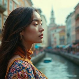 A collection of pictures of beautiful women from various locations around the world. This collection of images was created using AI and includes a mixture of real world locations, as well as fantasy settings. The image prompt was wrote to the make the background a high priority along with the model in the photograph.