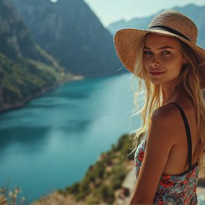 A collection of pictures of beautiful women from various locations around the world. This collection of images was created using AI and includes a mixture of real world locations, as well as fantasy settings. The image prompt was wrote to the make the background a high priority along with the model in the photograph.