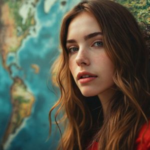 A collection of pictures of beautiful women from various locations around the world. This collection of images was created using AI and includes a mixture of real world locations, as well as fantasy settings. The image prompt was wrote to the make the background a high priority along with the model in the photograph.