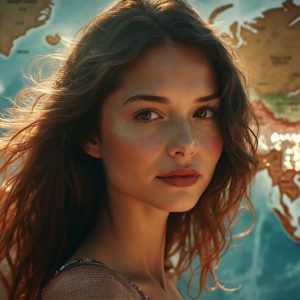 A collection of pictures of beautiful women from various locations around the world. This collection of images was created using AI and includes a mixture of real world locations, as well as fantasy settings. The image prompt was wrote to the make the background a high priority along with the model in the photograph.