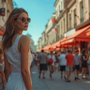 A collection of pictures of beautiful women from various locations around the world. This collection of images was created using AI and includes a mixture of real world locations, as well as fantasy settings. The image prompt was wrote to the make the background a high priority along with the model in the photograph.