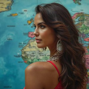 A collection of pictures of beautiful women from various locations around the world. This collection of images was created using AI and includes a mixture of real world locations, as well as fantasy settings. The image prompt was wrote to the make the background a high priority along with the model in the photograph.