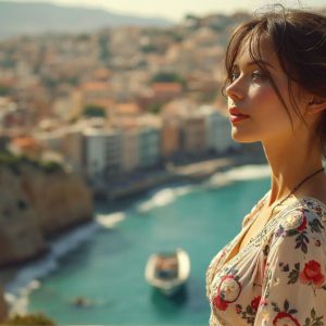 A collection of pictures of beautiful women from various locations around the world. This collection of images was created using AI and includes a mixture of real world locations, as well as fantasy settings. The image prompt was wrote to the make the background a high priority along with the model in the photograph.