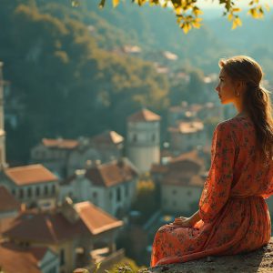 A collection of pictures of beautiful women from various locations around the world. This collection of images was created using AI and includes a mixture of real world locations, as well as fantasy settings. The image prompt was wrote to the make the background a high priority along with the model in the photograph.