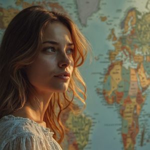 A collection of pictures of beautiful women from various locations around the world. This collection of images was created using AI and includes a mixture of real world locations, as well as fantasy settings. The image prompt was wrote to the make the background a high priority along with the model in the photograph.