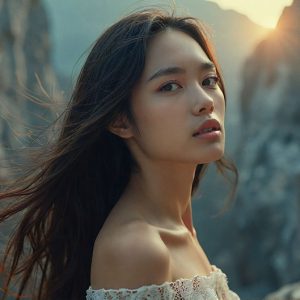 A collection of pictures of beautiful women from various locations around the world. This collection of images was created using AI and includes a mixture of real world locations, as well as fantasy settings. The image prompt was wrote to the make the background a high priority along with the model in the photograph.