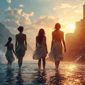 A collection of pictures of beautiful women from various locations around the world. This collection of images was created using AI and includes a mixture of real world locations, as well as fantasy settings. The image prompt was wrote to the make the background a high priority along with the model in the photograph.