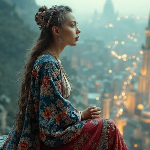 A collection of pictures of beautiful women from various locations around the world. This collection of images was created using AI and includes a mixture of real world locations, as well as fantasy settings. The image prompt was wrote to the make the background a high priority along with the model in the photograph.