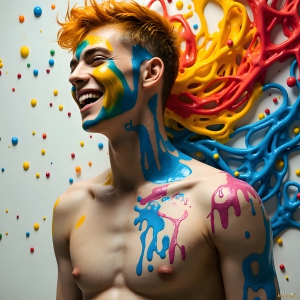 Paint Splat Fun - AI Photos of Hot men having fun with body paint. AI-generated abstract art featuring beautiful, handsome, sexy, shirtless, men, boys, lads, full of excitement joy and fun, covered in body paint, dynamic, interactive, Combining elements of realism with surreal abstract qualities, showcasing the potential of AI, in artistic expression. Photos of guys, just smiling, happy, and having a good time. Most of them are smiling because a paint bomb just blow up next to them, so I'm calling is Abstract Art. When paint attacks and makes people happy, it's Art! Paint Splat Fun - AI Photos of Hot men having fun with body paint. AI-generated abstract art featuring beautiful, handsome, sexy, shirtless, men, boys, lads, full of excitement joy and fun, covered in body paint, dynamic, interactive, Combining elements of realism with surreal abstract qualities, showcasing the potential of AI, in artistic expression.