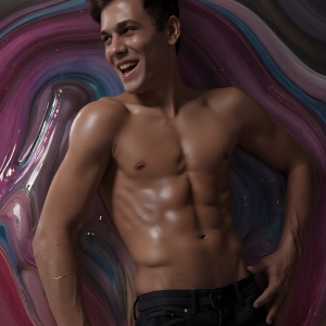Paint Splat Fun - AI Photos of Hot men having fun with body paint. AI-generated abstract art featuring beautiful, handsome, sexy, shirtless, men, boys, lads, full of excitement joy and fun, covered in body paint, dynamic, interactive, Combining elements of realism with surreal abstract qualities, showcasing the potential of AI, in artistic expression. Photos of guys, just smiling, happy, and having a good time. Most of them are smiling because a paint bomb just blow up next to them, so I'm calling is Abstract Art. When paint attacks and makes people happy, it's Art!