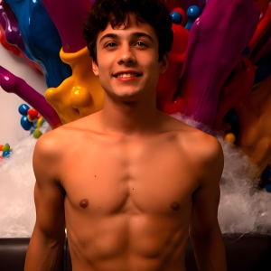 Paint Splat Fun - AI Photos of Hot men having fun with body paint. AI-generated abstract art featuring beautiful, handsome, sexy, shirtless, men, boys, lads, full of excitement joy and fun, covered in body paint, dynamic, interactive, Combining elements of realism with surreal abstract qualities, showcasing the potential of AI, in artistic expression. Photos of guys, just smiling, happy, and having a good time. Most of them are smiling because a paint bomb just blow up next to them, so I'm calling is Abstract Art. When paint attacks and makes people happy, it's Art!